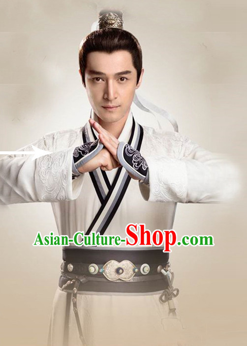 Ancient Chinese Hero Costumes Swordsman Hanfu Clothing Complete Set for Men and Teenagers