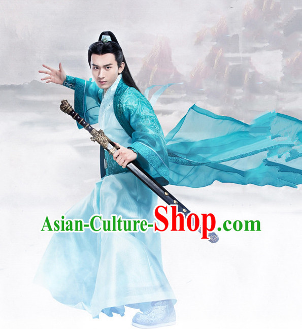 Ancient Chinese Hero Armor Costumes Swordsman Hanfu Dresses Complete Set for Men and Teenagers