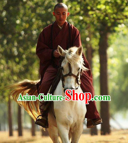 Chinese Ancient Monk Robe Clothes Complete Set for Men