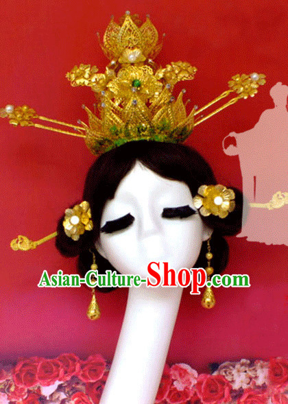 Tang Dynasty Wu Zetian Emperor Crown Headpieces Hair Accessories Set