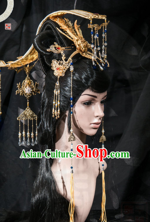 Tang Dynasty Wu Zetian Emperor Crown Headpieces Hair Accessories Set