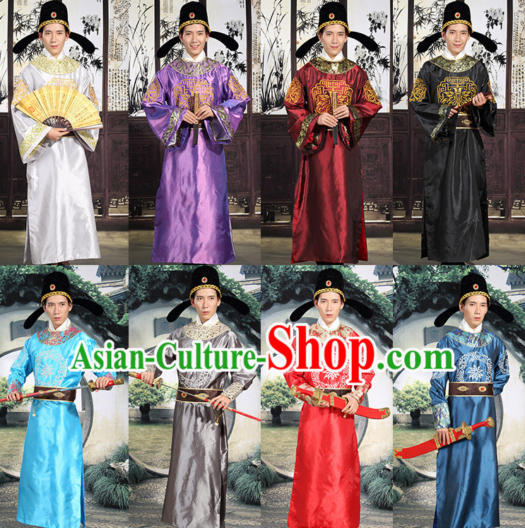 Tang Dynasty Prime Minster Official Costumes and Hat Complete Set