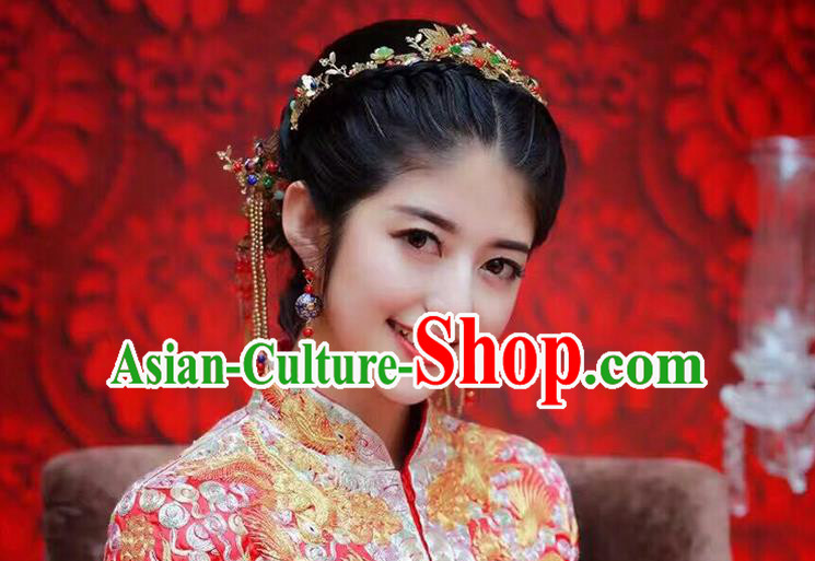 Chinese Ancient Style Hair Jewelry Accessories, Hairpins, Princess Hanfu Xiuhe Suit Wedding Bride Hair Accessories Set for Women