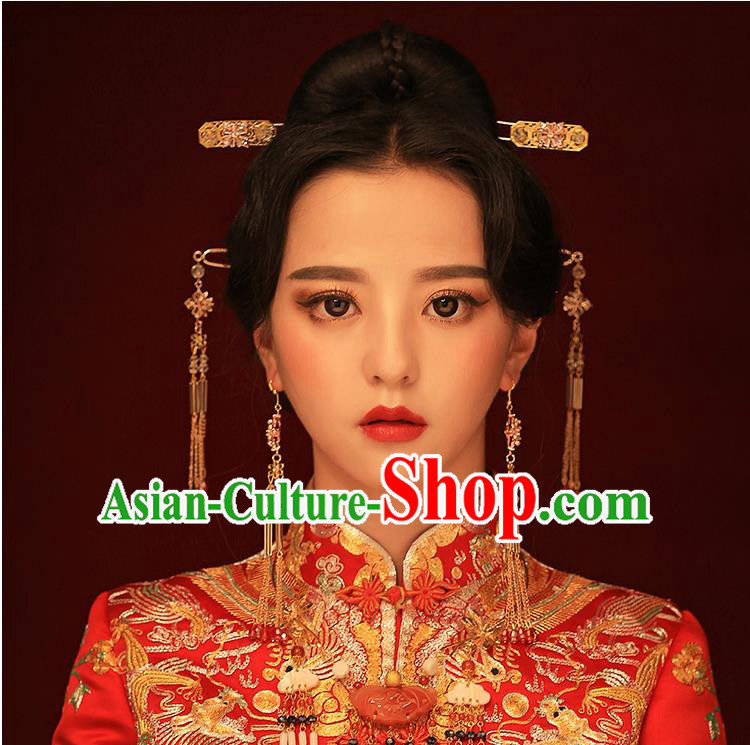 Chinese Ancient Style Hair Jewelry Accessories, Hairpins, Princess Hanfu Xiuhe Suit Wedding Bride Hair Accessories Set for Women