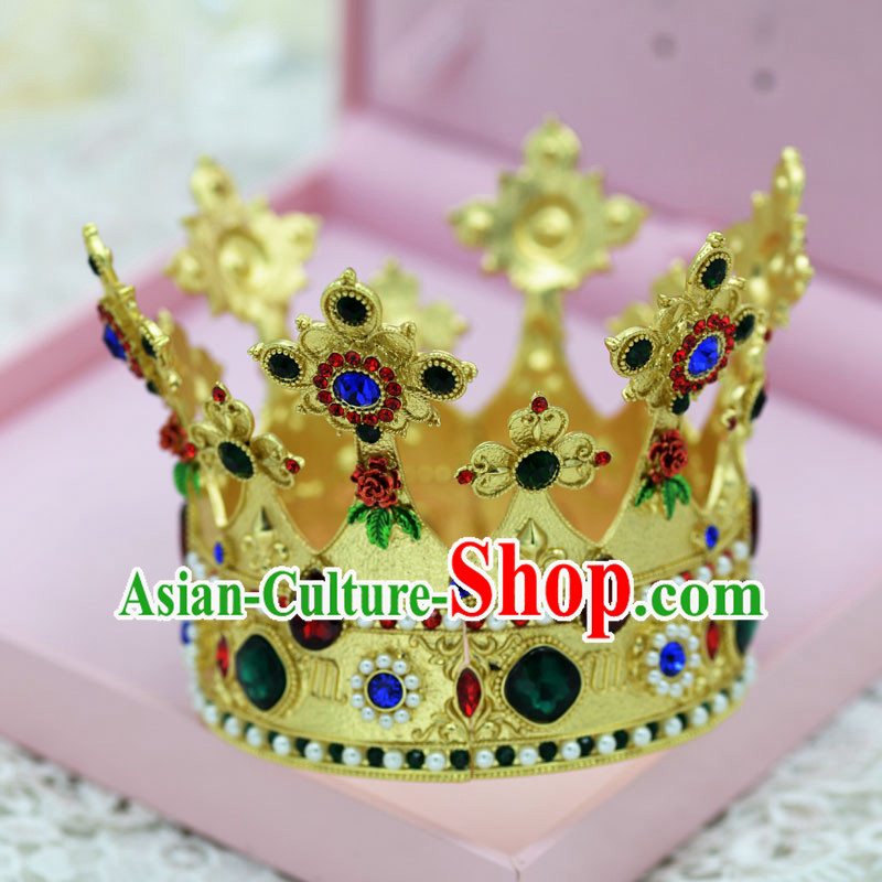 Traditional Jewelry Accessories, Princess Bride Royal Crown, Wedding Hair Accessories, Baroco Style Crystal Headwear for Women