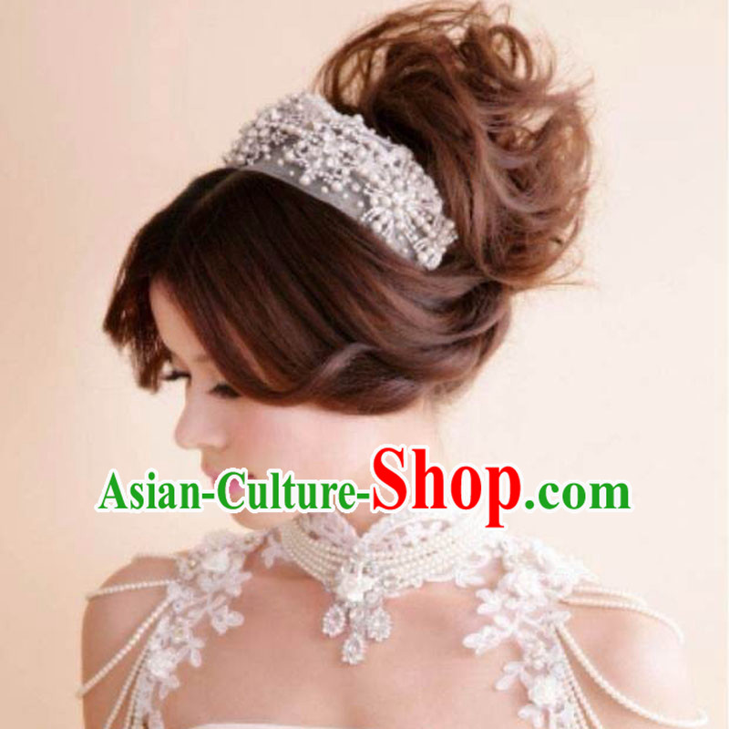 Traditional Jewelry Accessories, Princess Bride Royal Crown, Wedding Hair Accessories, Baroco Style Lace Headwear for Women