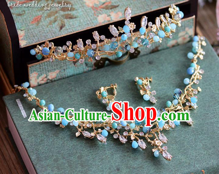 Traditional Jewelry Accessories, Palace Princess Necklace, Wedding Accessories Headwear, Baroco Style Crystal Earrings for Women