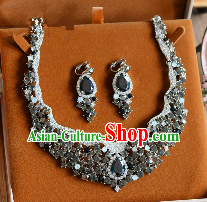 Traditional Jewelry Accessories, Palace Princess Necklace, Wedding Accessories, Baroco Style Crystal Earrings for Women