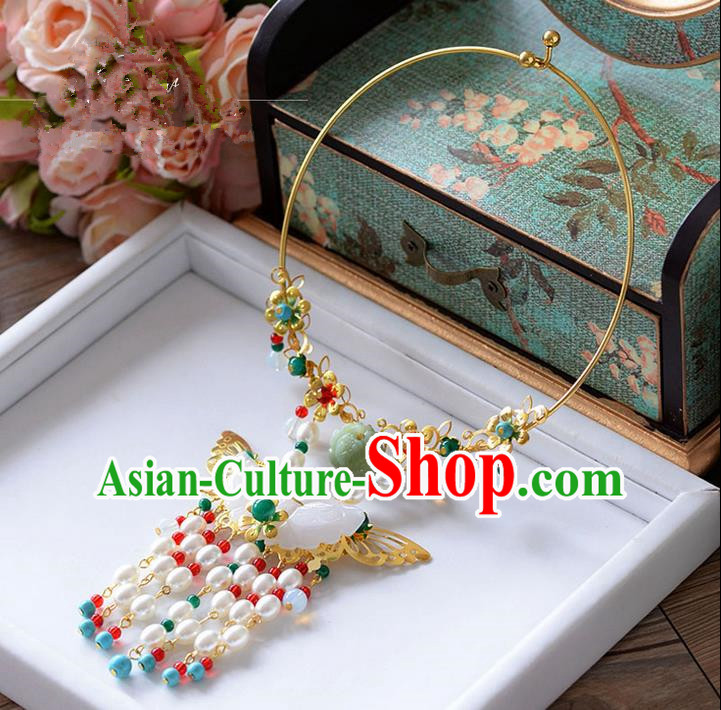 Chinese Ancient Style Jewelry Accessories, Traditional Necklaces, Princess Hanfu Xiuhe Suit Wedding Bride Necklace, Pearl Necklace Women