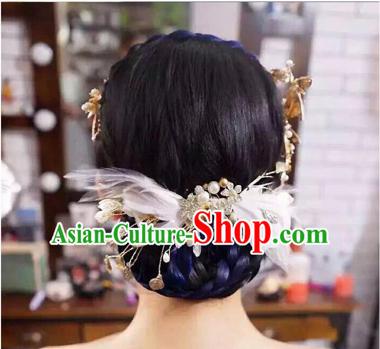 Traditional Jewelry Accessories, Princess Wedding Hair Accessories, Bride Wedding Hair Accessories, Baroco Style Feather Headwear for Women