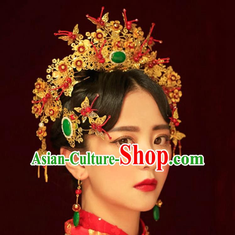 Chinese Ancient Style Hair Jewelry Accessories, Hairpins, Princess Hanfu Xiuhe Suit Wedding Bride Hair Accessories, Headwear for Women