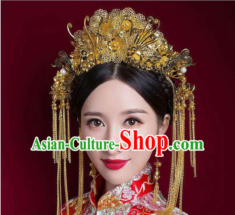 Chinese Ancient Style Hair Jewelry Accessories, Hairpins, Princess Hanfu Xiuhe Suit Wedding Bride Hair Accessories, Headwear Set for Women