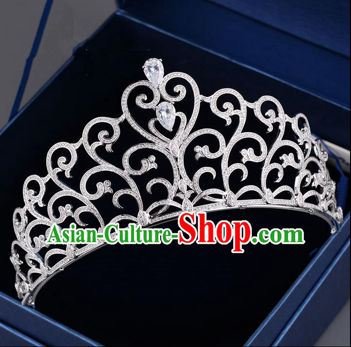 Traditional Jewelry Accessories, Palace Princess Bride Royal Crown, Queen Engagement Royal Crown, Wedding Hair Accessories, Baroco Style Crystal Zircon Headwear for Women