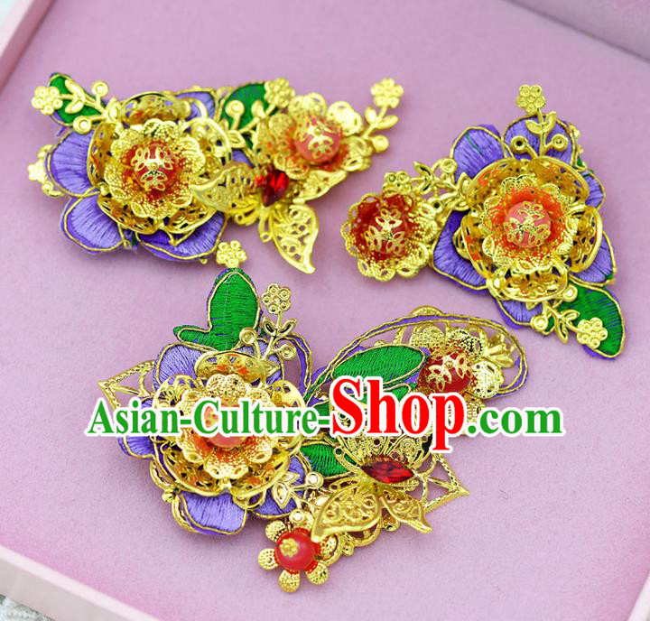 Chinese Ancient Style Hair Jewelry Accessories, Hairpins, Hanfu Xiuhe Suits Wedding Bride Headwear, Headdress, Imperial Empress Handmade Hair Fascinators for Women