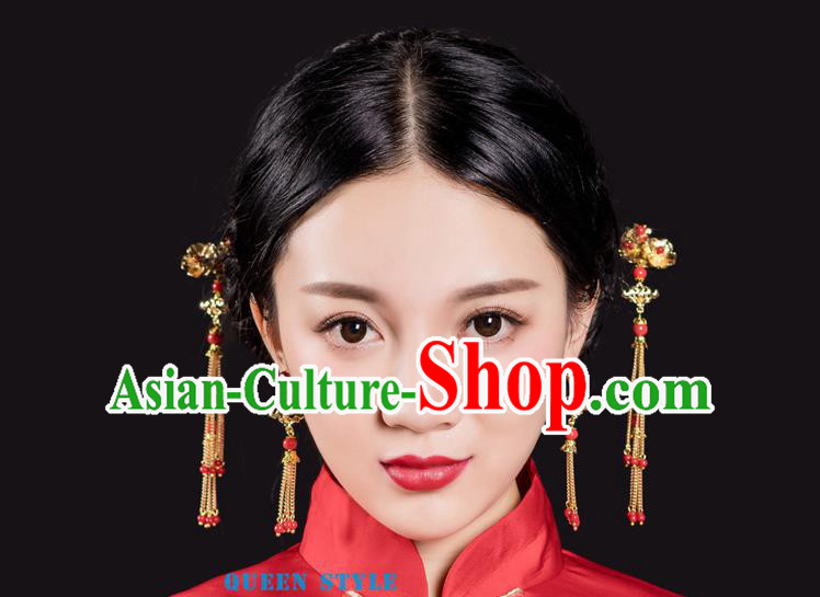 Chinese Ancient Style Hair Jewelry Accessories, Hairpins, Hanfu Xiuhe Suits Wedding Bride Headwear, Earrings For Women