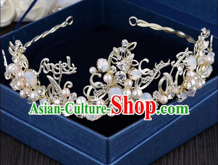 Traditional Jewelry Accessories, Palace Princess Bride Royal Crown, Imperial Royal Crown, Wedding Hair Accessories, Baroco Style Crystal Pearl Headwear for Women