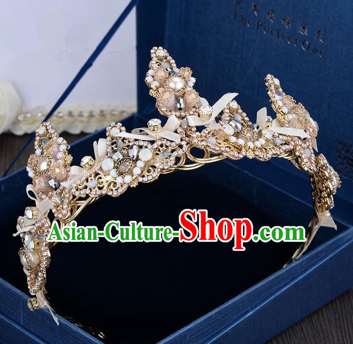 Traditional Jewelry Accessories, Palace Princess Bride Royal Crown, Imperial Royal Crown, Wedding Hair Accessories, Baroco Style Crystal Pearl Headwear for Women