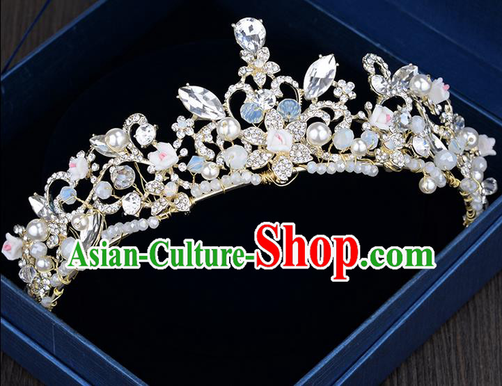 Traditional Jewelry Accessories, Palace Princess Bride Royal Crown, Imperial Royal Crown, Wedding Hair Accessories, Baroco Style Crystal Flowers Headwear for Women