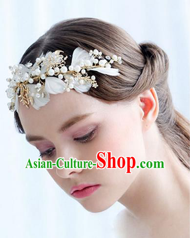 Traditional Jewelry Accessories, Princess Hair Accessories, Bride Wedding Hair Accessories, Headwear, Baroco Style Feather Hair Claw for Women