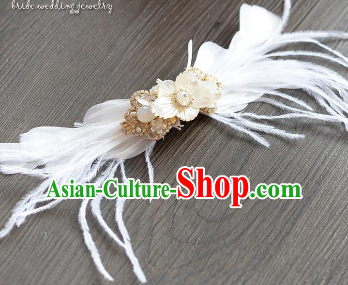 Traditional Jewelry Accessories, Princess Hair Accessories, Bride Wedding Hair Accessories, Headwear, Baroco Style Feather Hair Claw for Women