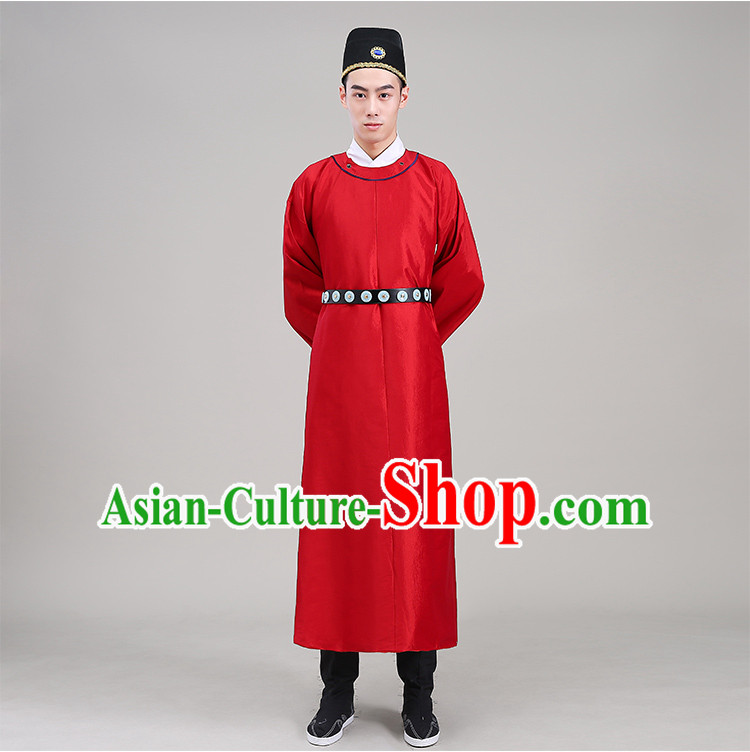 Tang Dynasty robes Traditional Regular Robe Tang Suit Cotton and linen Round Collar Round Neck attach collar Costume stage clothes Show
