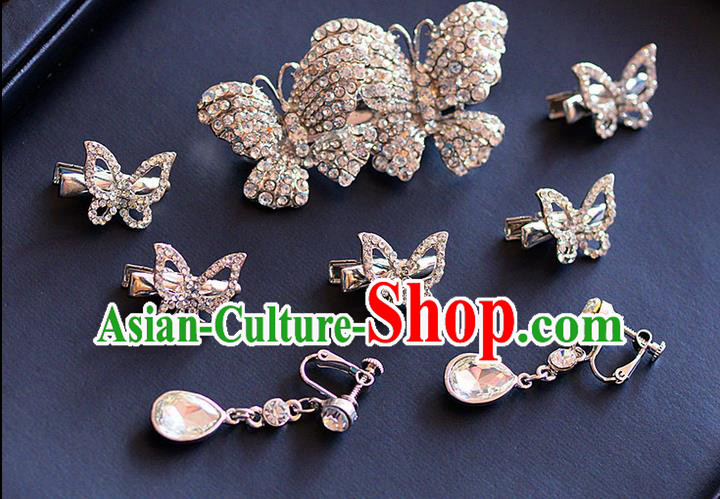 Traditional Jewelry Accessories, Palace Princess Wedding Hair Accessories, Hair Claws, Baroco Style Crystal Earrings Set for Women