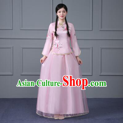 Chinese Traditional Girl Dress Min Guo Time Female Women Clothing Nobel Lady Pink