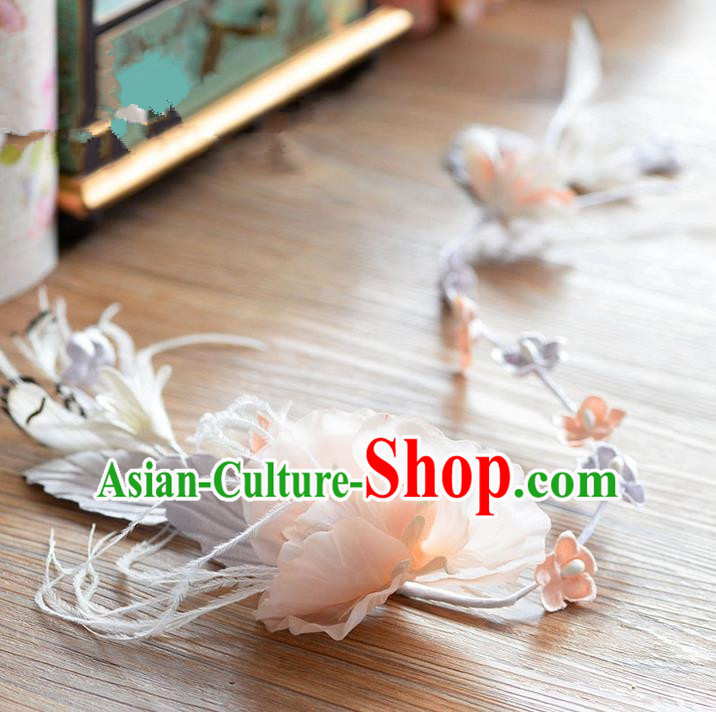 Traditional Jewelry Accessories, Princess Wedding Hair Accessories, Bride Wedding Hair Accessories, Headwear, Baroco Style Handmade Feather Flowers Hair Claw for Women