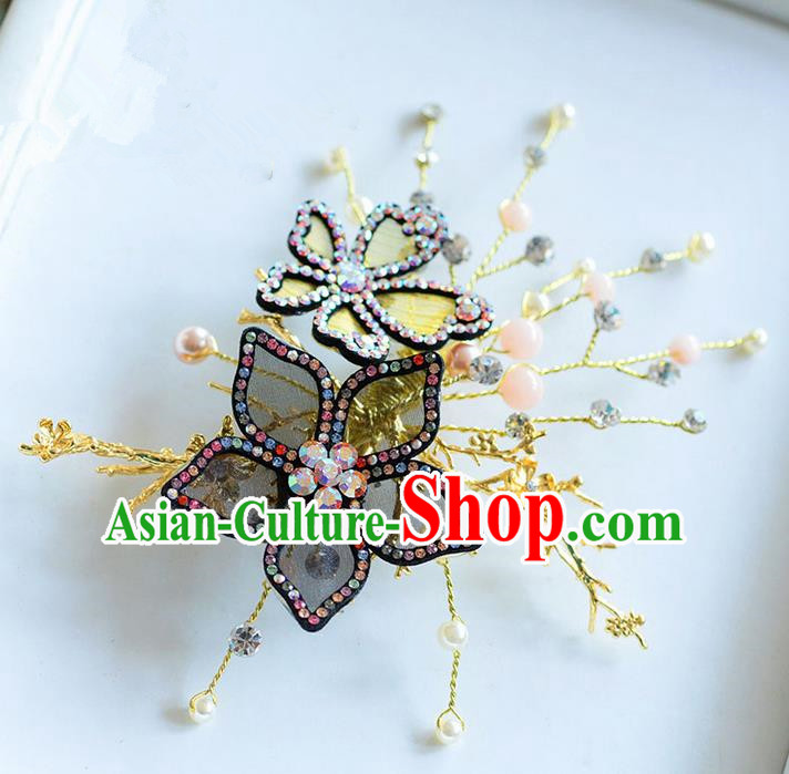 Traditional Jewelry Accessories, Princess Wedding Hair Accessories, Bride Wedding Hair Accessories, Headwear, Baroco Style Handmade Crystal Flowers Hair Claw for Women