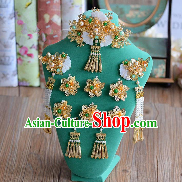 Chinese Ancient Style Hair Jewelry Accessories, Hairpins, Hanfu Xiuhe Suits Wedding Bride Headwear, Headdress, Imperial Empress Handmade Hair Fascinators for Women