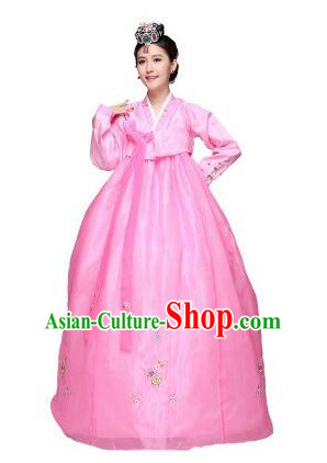 Korean Traditional Costumes Bride Dress Wedding Clothes Korean Full Dress Formal Attire Ceremonial Dress Court Stage Dancing Pink