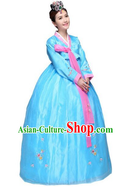 Korean Traditional Costumes Bride Dress Wedding Clothes Korean Full Dress Formal Attire Ceremonial Dress Court Stage Dancing