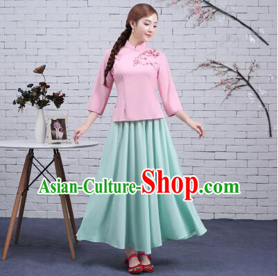 Chinese Min Guo Time Girl Dress Traditional Clothes  Female Women Clothing Stage Costumes