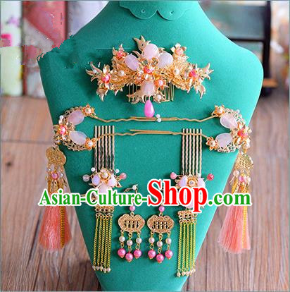 Chinese Ancient Style Hair Jewelry Accessories, Tang Dynasty Hairpins, Hanfu Xiuhe Suits Wedding Bride Headwear, Headdress, Imperial Empress Handmade Hair Fascinators Set for Women