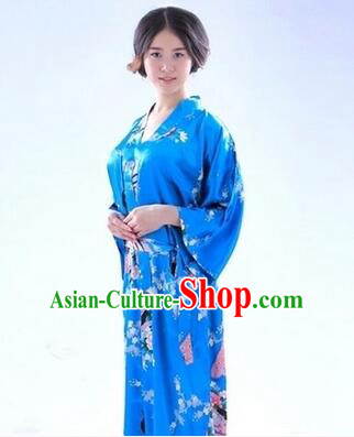 Japanese Traditional Kimono Costumes Women Dress COSPLAY Japanese Traditional Garment Wedding Dress Ceremonial Wafuku Stage Show Aristolochia ringens Light Blue