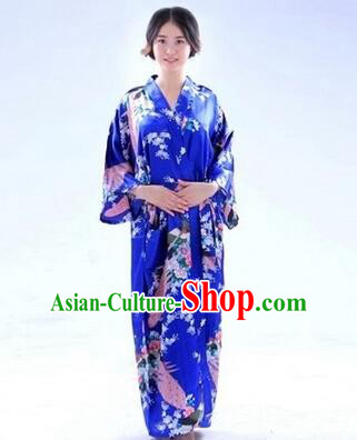 Japanese Traditional Kimono Costumes Women Dress COSPLAY Japanese Traditional Garment Wedding Dress Ceremonial Wafuku Stage Show Aristolochia ringens Dark Blue