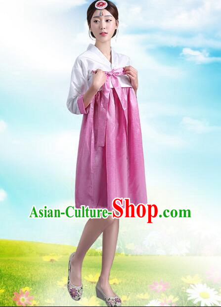 Korean Traditional Dress Women Costumes Bride Dress Clothes Korean Full Dress Formal Attire Ceremonial Dress Court Stage Dancing Whie Top Pink Skirt
