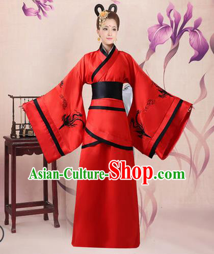 Ancient Chinese Palace Empress Costumes Complete Set, Han Dynasty Ancient Palace Princess Dance Wedding Clothing, Hanfu Curving Front Robe, Cosplay Fairy Imperial Consort Dress Suits For Women
