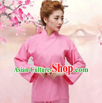 Chinese Zhong Yi triung qioi Ancient Clothes Inner Under Clothes Robe Pants Men Women Sleeping Exercise Costume Pink