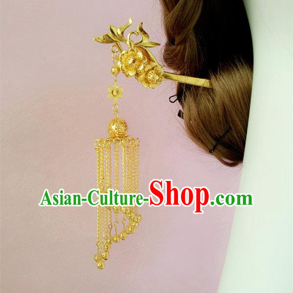 Chinese Wedding Jewelry Accessories, Traditional Xiuhe Suits Wedding Bride Headwear, Wedding Tiaras, Ancient Chinese Tassel Harpins, Bridal Hair Accessory