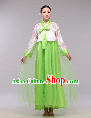 Korean Traditional Dress Women Clothes Show Costumes Korean Traditional Dress Show Stage Dancing Long Skirt White Top Green Skirt
