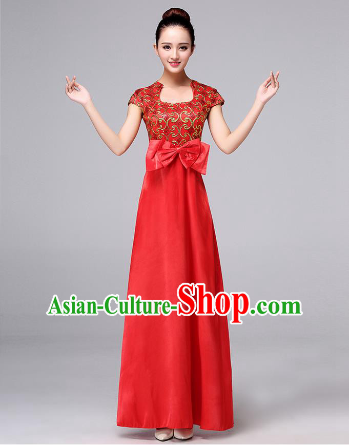 Chinese Classic Stage Performance Chorus Singing Group Dance Costumes, Chorus Competition Costume, Compere Costumes for Women