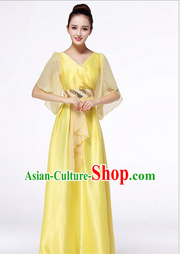 Chinese Classic Stage Performance Chorus Singing Group Dance Costumes, Chorus Competition Costume, Compere Costumes for Women