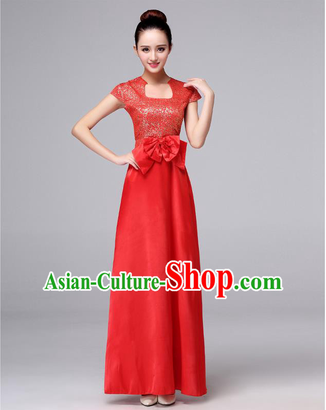 Chinese Classic Stage Performance Chorus Singing Group Dance Costumes, Chorus Competition Costume, Compere Costumes for Women