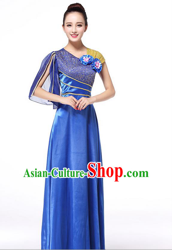 Chinese Classic Stage Performance Chorus Singing Group Dance Costumes, Chorus Competition Costume, Compere Costumes for Women