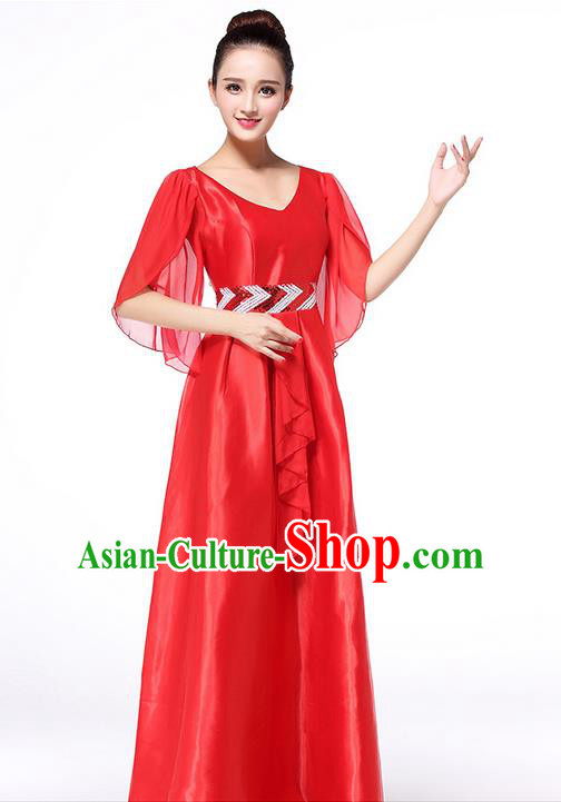 Chinese Classic Stage Performance Chorus Singing Group Dance Costumes, Chorus Competition Costume, Compere Costumes for Women