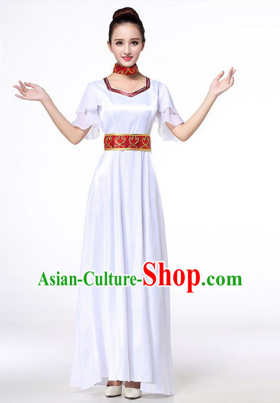 Chinese Classic Stage Performance Chorus Singing Group Dance Costumes, Chorus Competition Costume, Compere Costumes for Women