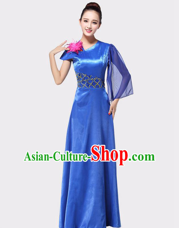 Chinese Classic Stage Performance Chorus Singing Group Dance Costumes, Chorus Competition Costume, Compere Costumes for Women