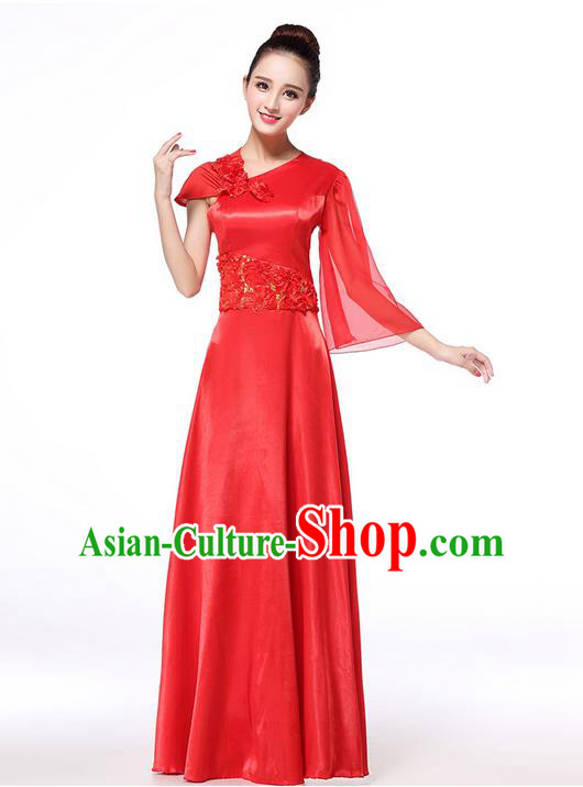 Chinese Classic Stage Performance Chorus Singing Group Dance Costumes, Chorus Competition Costume, Compere Costumes for Women