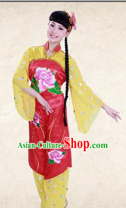 Traditional Chinese Yangge Fan Dancing Costume, Folk Dance Yangko Costume for Women